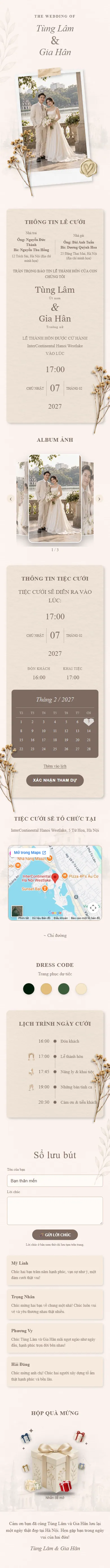 Thiết kế thiệp cưới Minimalism Nâu