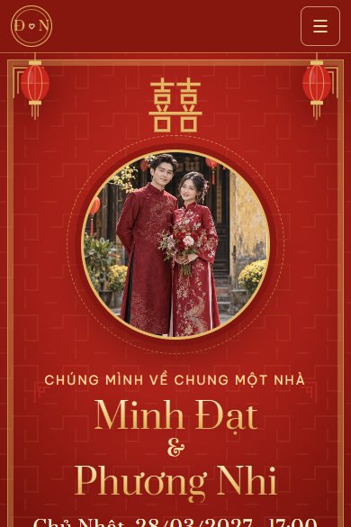 Mẫu thiệp Song hỷ trên điện thoại